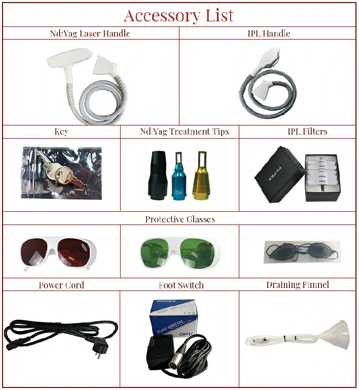 laser machine accessory list